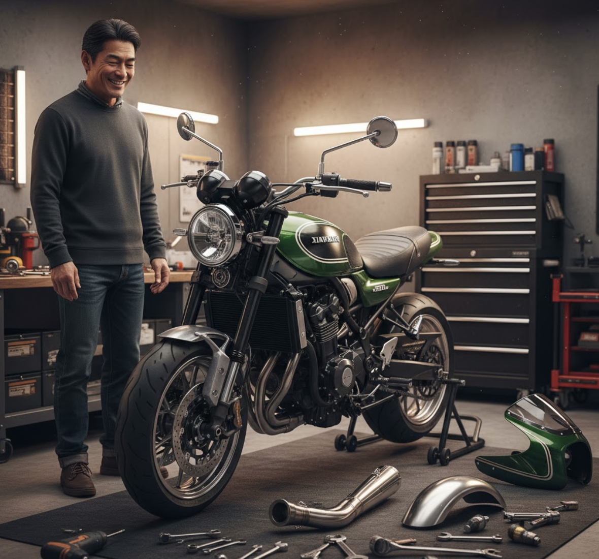 Z900RSカフェのカウル外す フルカスタム