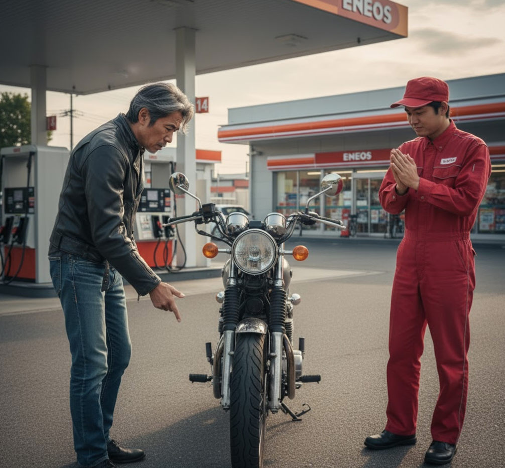 バイクパンク修理 ガソリンスタンドの利用判断